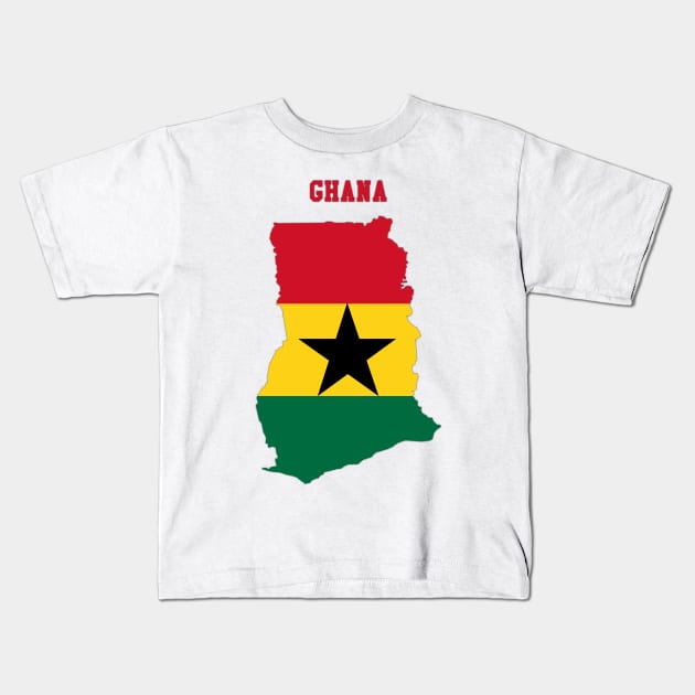 Ghanaian Flag inside Map of Ghana Kids T-Shirt by Mashmosh